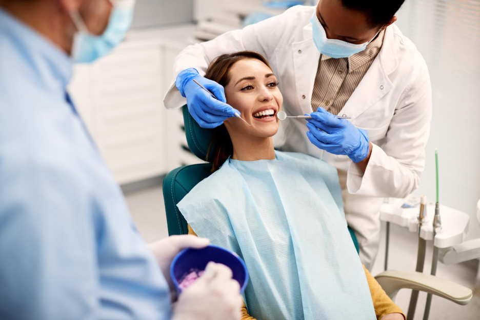 Woman getting her teeth cleaned